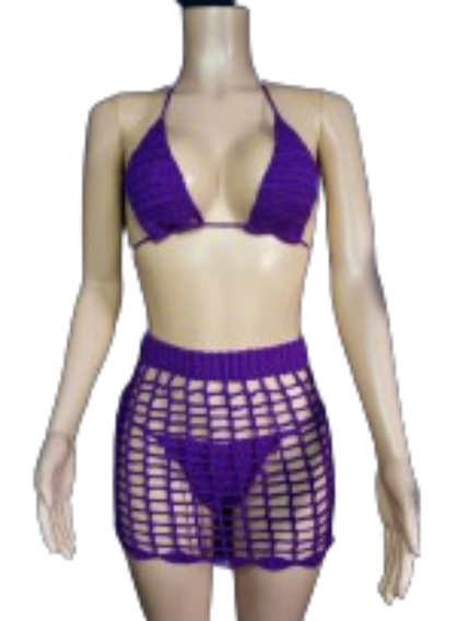 3-Piece Bikini Skort Set